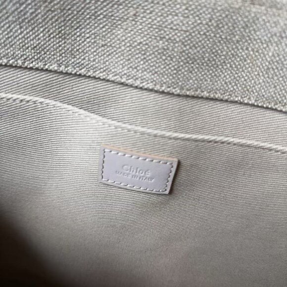 CHLOE WOODY TOTE BAG IN LINEN BIG - Picture 6 of 8